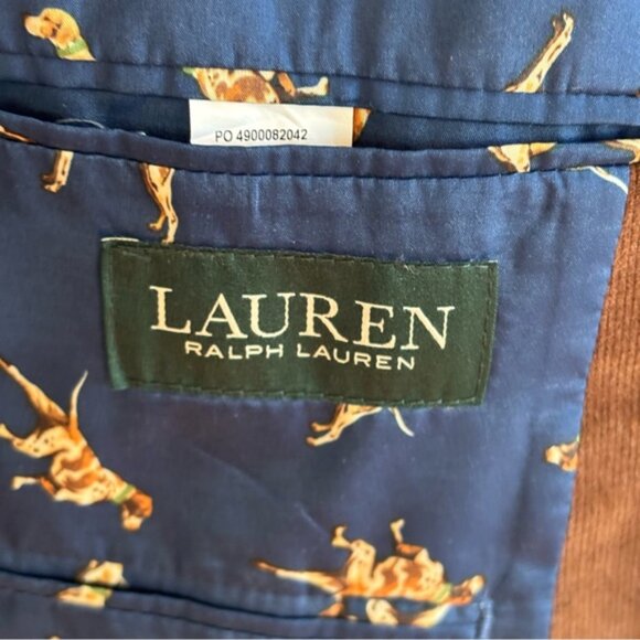 Lauren Ralph Lauren Brown Stretch Corduroy Sport Coat Men’s 44R Elbow Patches - Picture 9 of 10